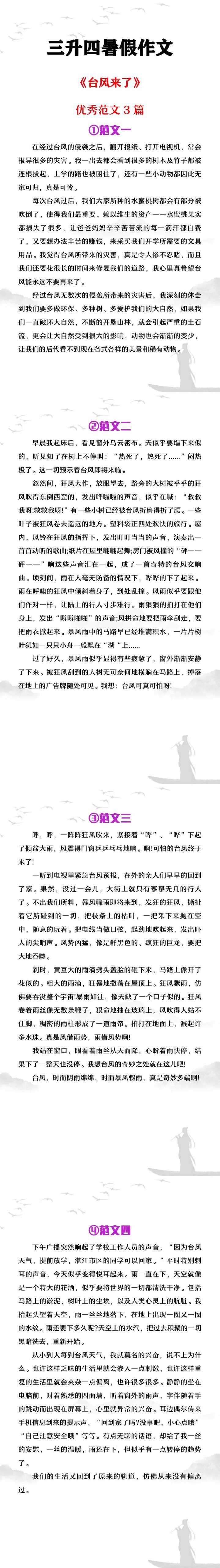 三升四暑假作文《台风来了》范文4篇