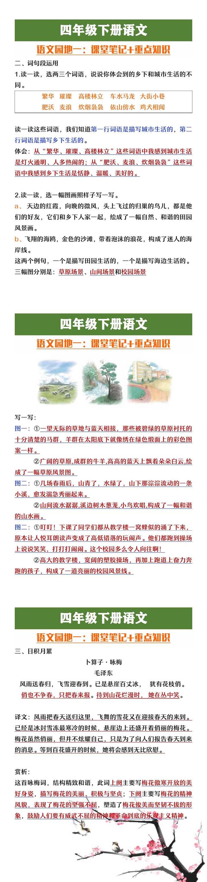 四年级下册语文园地一课堂笔记+重点知识