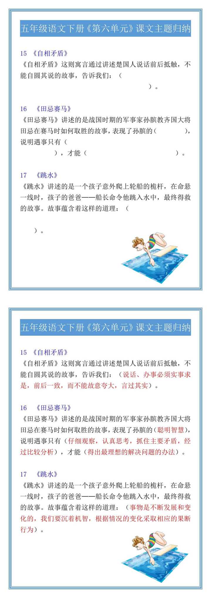 五年级语文下册《第六单元》课文主题归纳