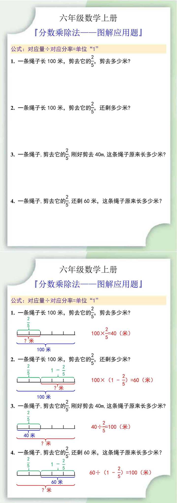 六年级数学上册分数乘除法——图解应用题