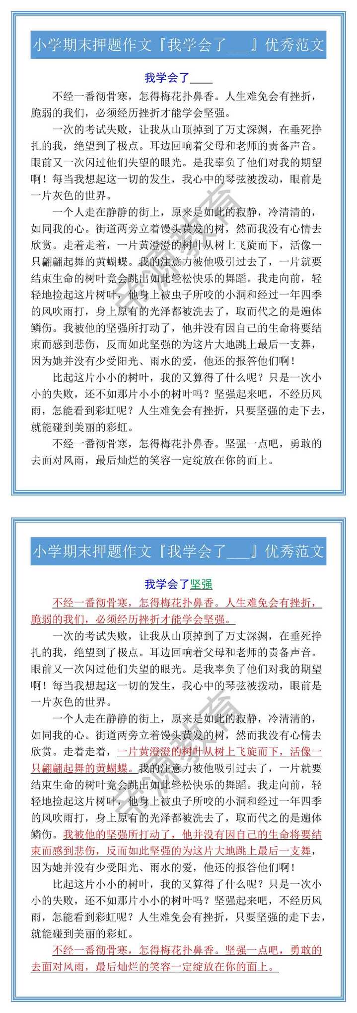 小学期末押题作文『我学会了___』优秀范文