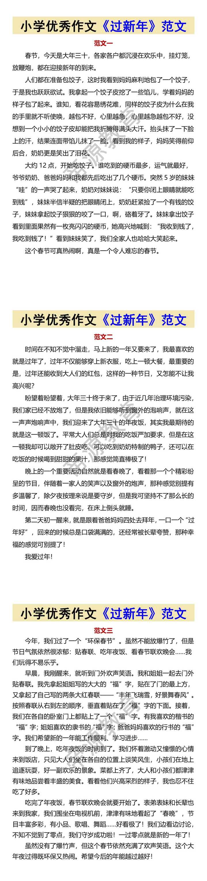 小学优秀作文《过新年》范文