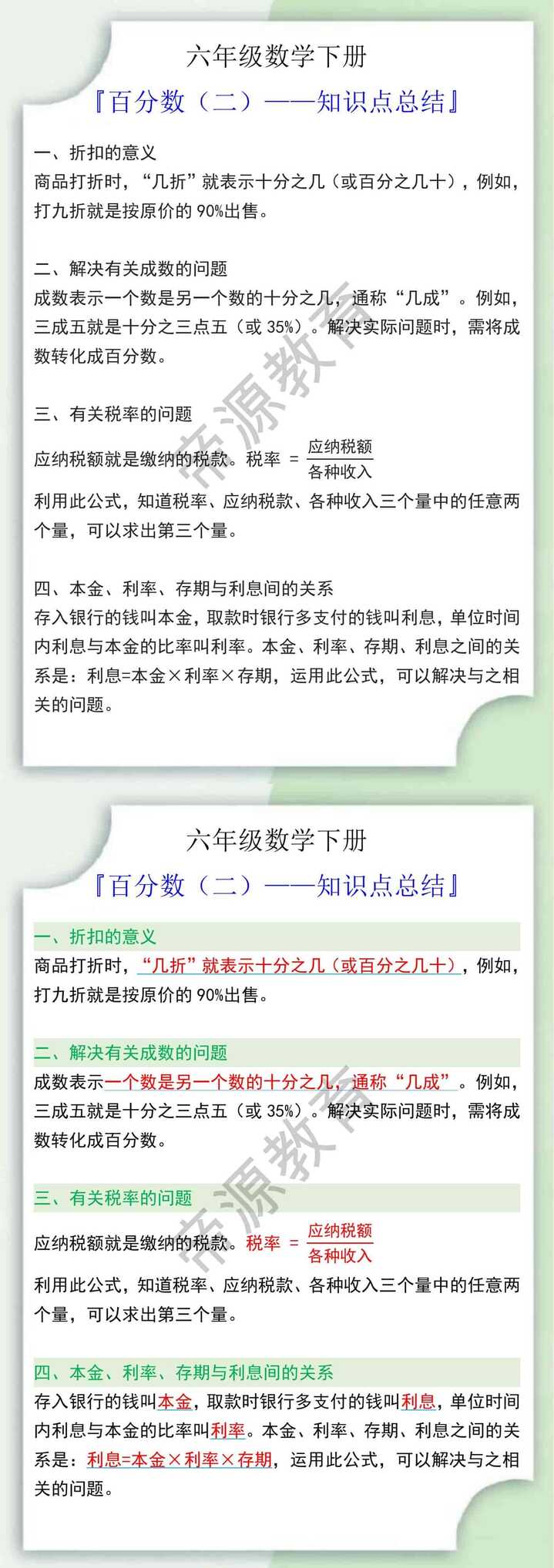 六年级数学下册百分数（二）知识点总结