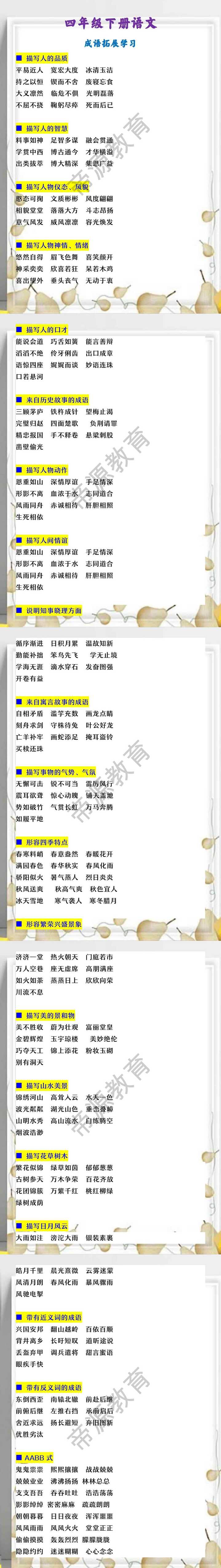 四年级下册语文 成语拓展学习