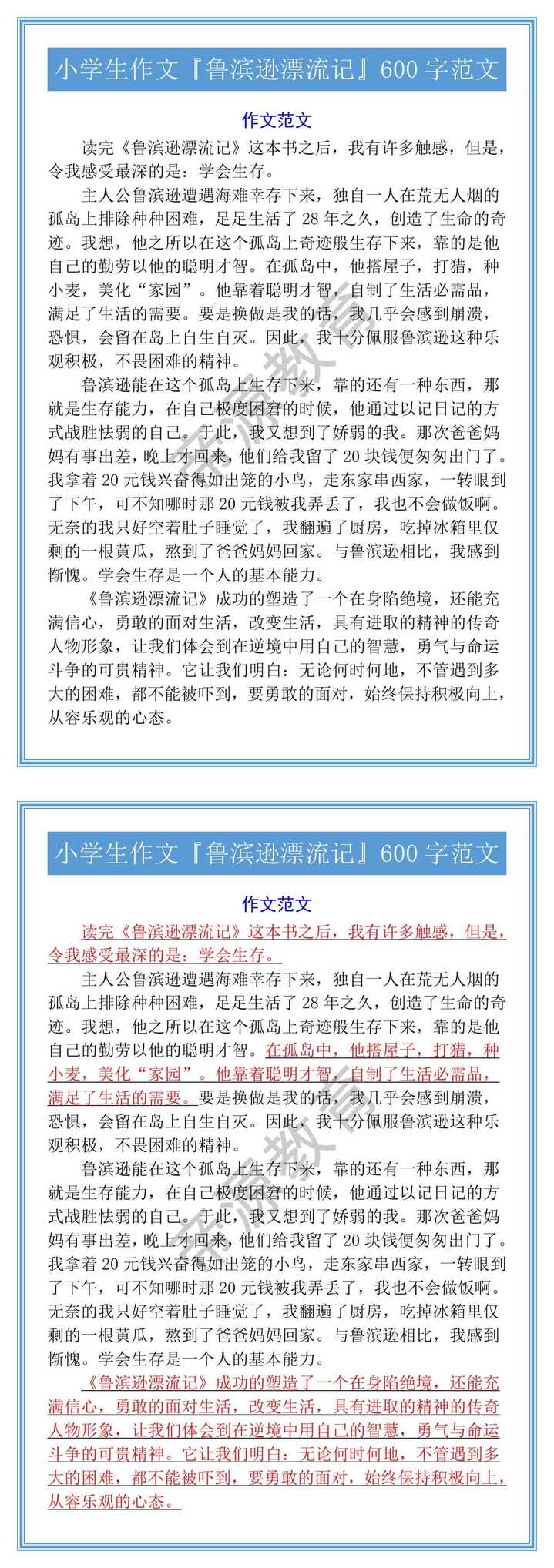 小学生作文『鲁滨逊漂流记』600字范文