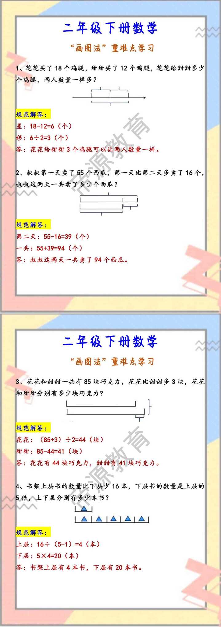 二年级下册数学 “画图法”重难点学习