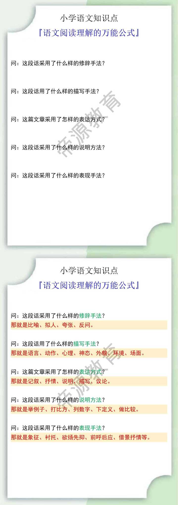 小升初语文阅读理解的万能公式