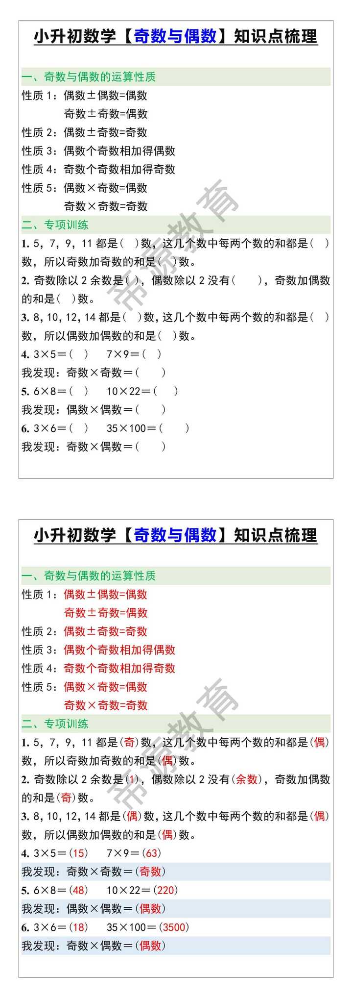 小升初数学【奇数与偶数】知识点梳理