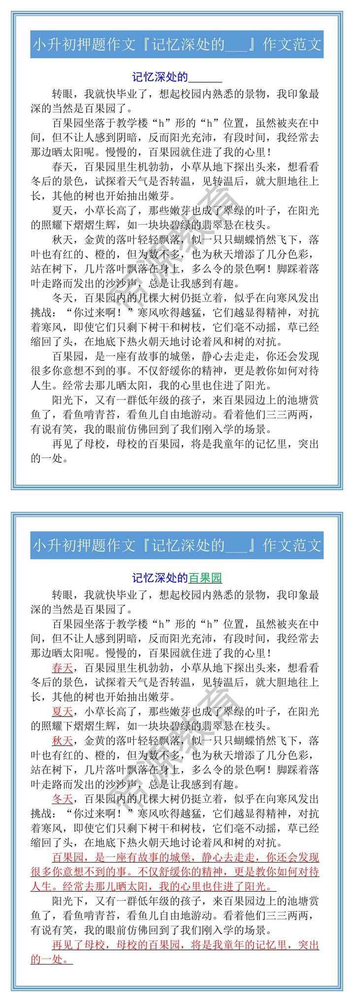 小升初押题作文『记忆深处的___』作文范文
