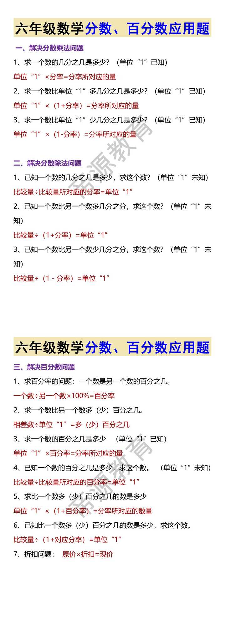 六年级数学分数、百分数应用题