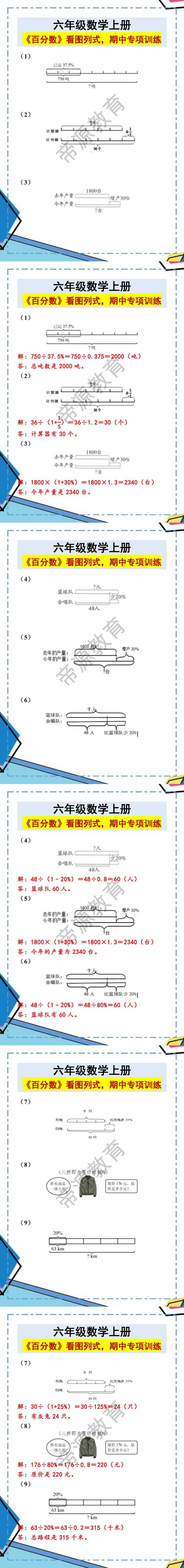 六年级数学上册《百分数》看图列式