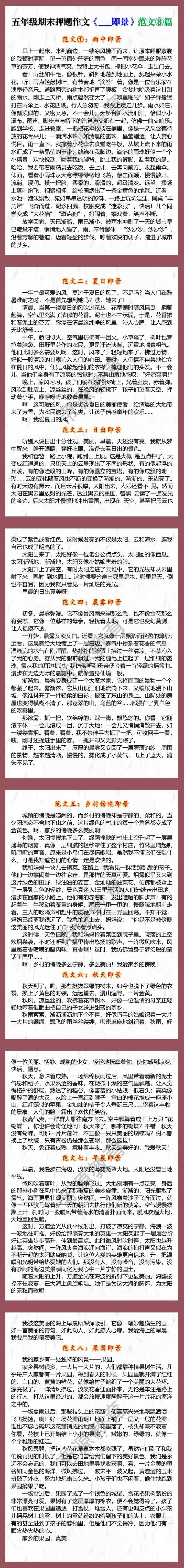 五年级期末押题作文《___即景》范文⑧篇