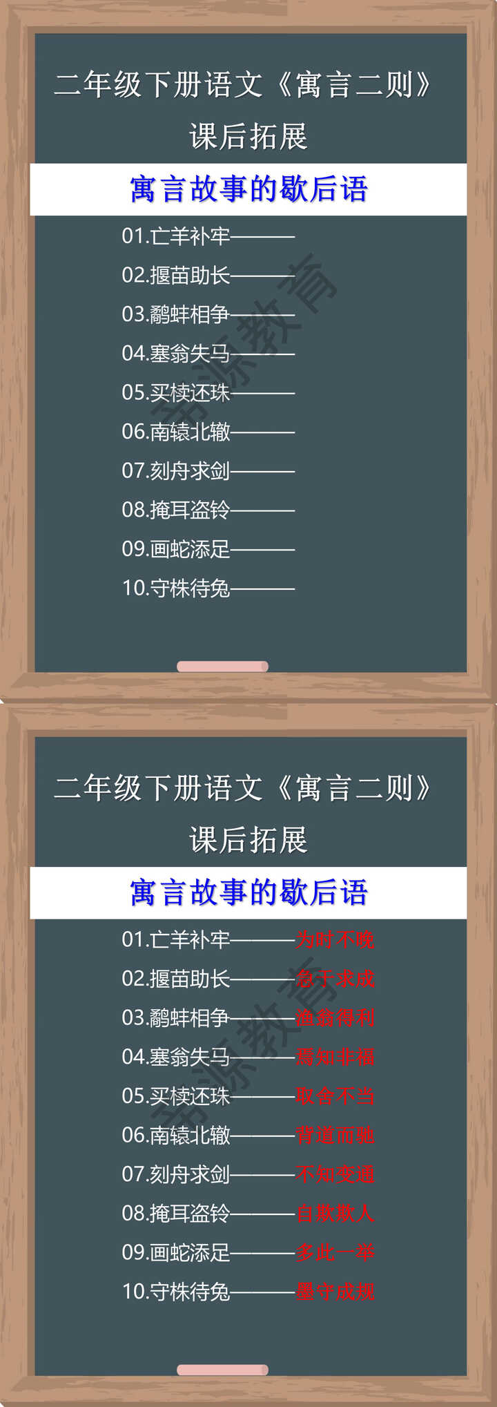 二年级下册语文《寓言二则》 课后拓展