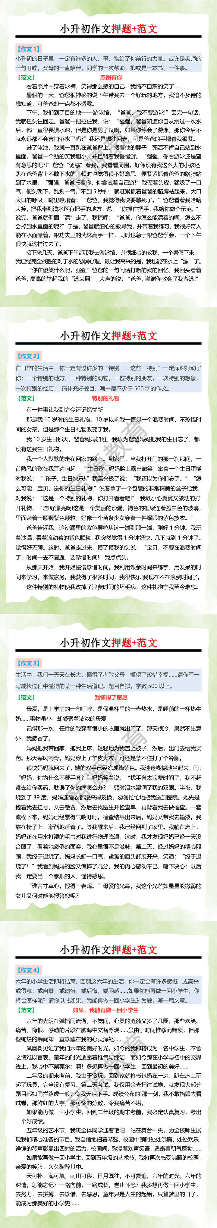 小升初作文押题+范文