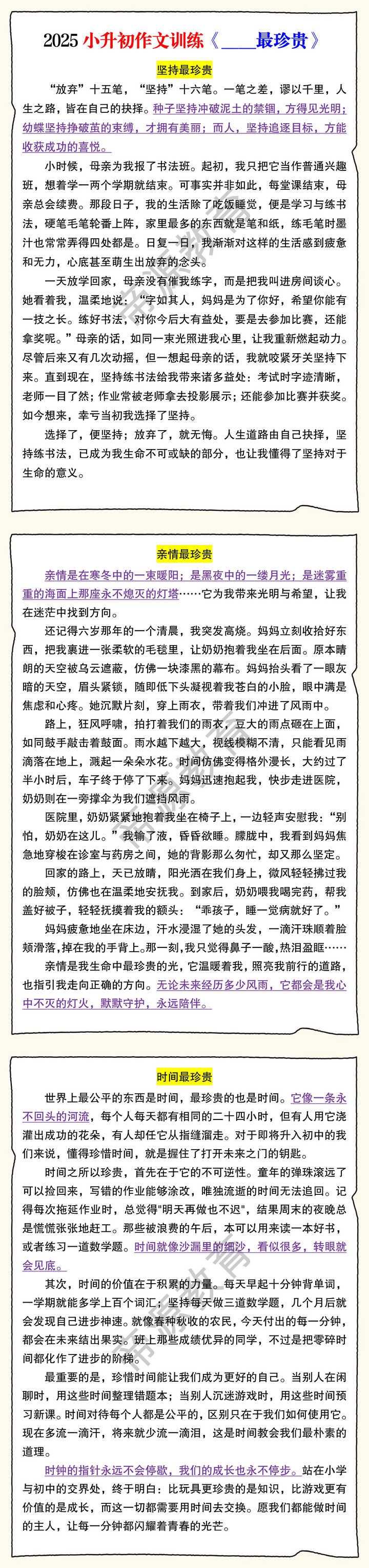 2025小升初作文训练《____最珍贵》