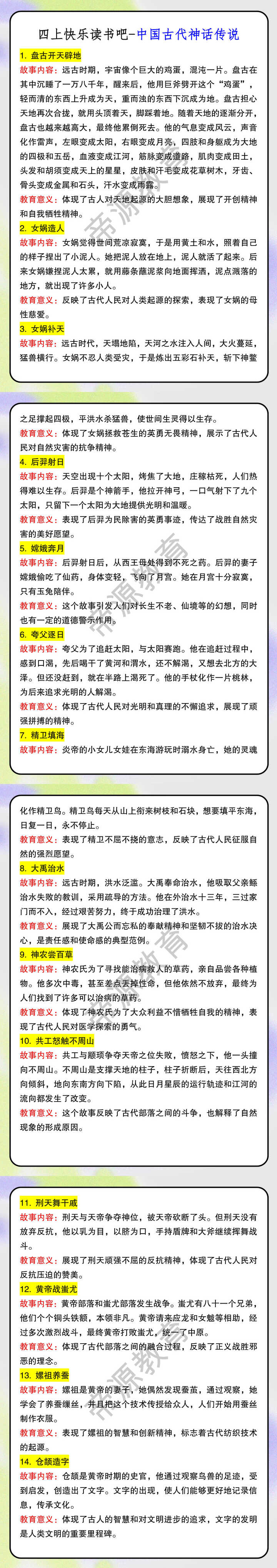 四上快乐读书吧-中国古代神话传说