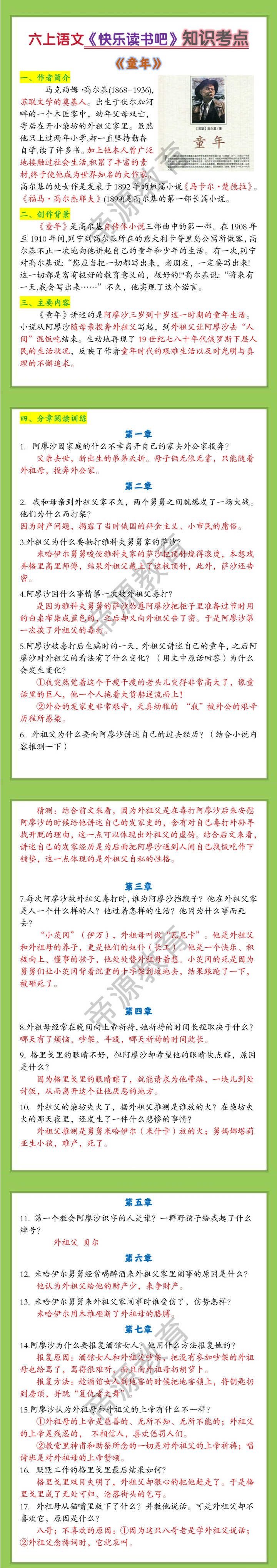 六上语文《快乐读书吧》知识考点