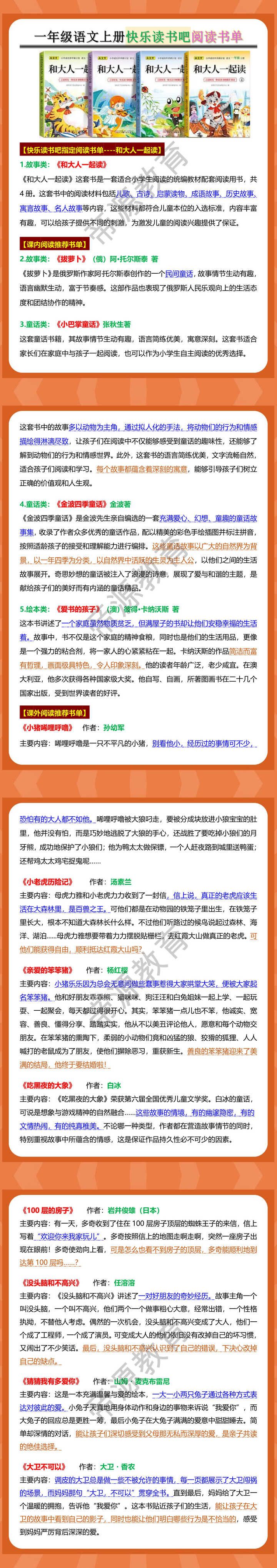 一年级语文上册快乐读书吧阅读书单