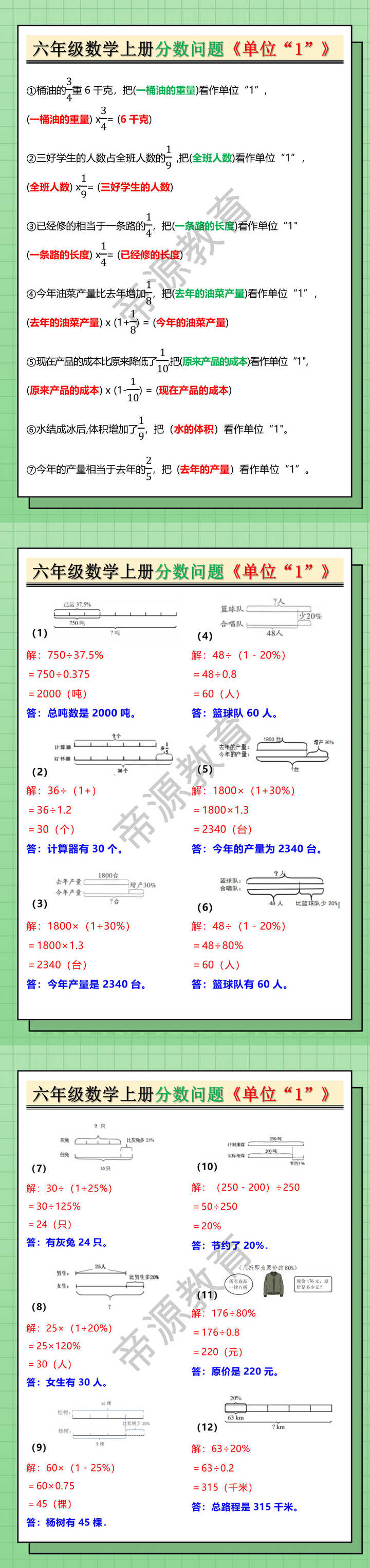六年级数学上册分数问题《单位“1”》