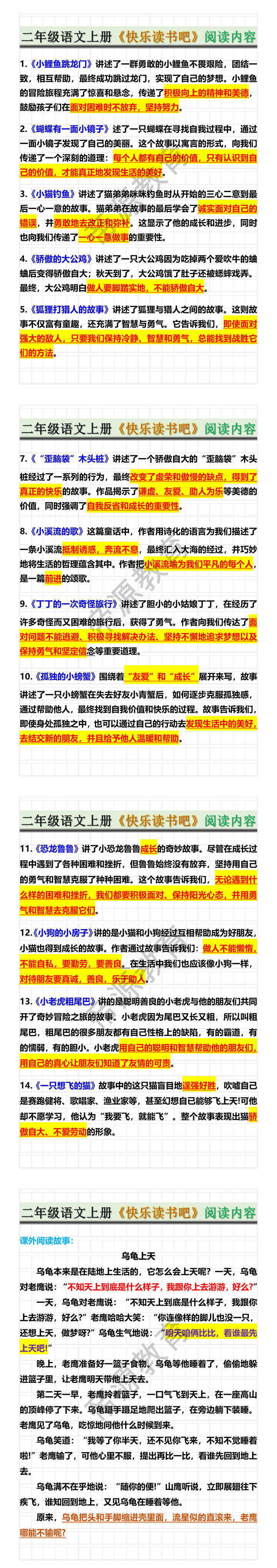二年级语文上册《快乐读书吧》阅读内容